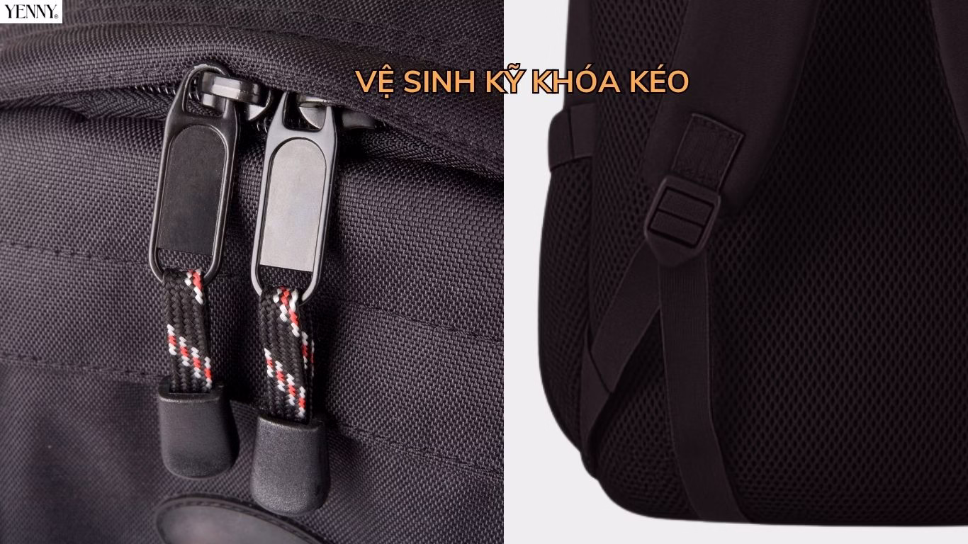 Kiểm tra và vệ sinh chi tiết nhỏ của balo