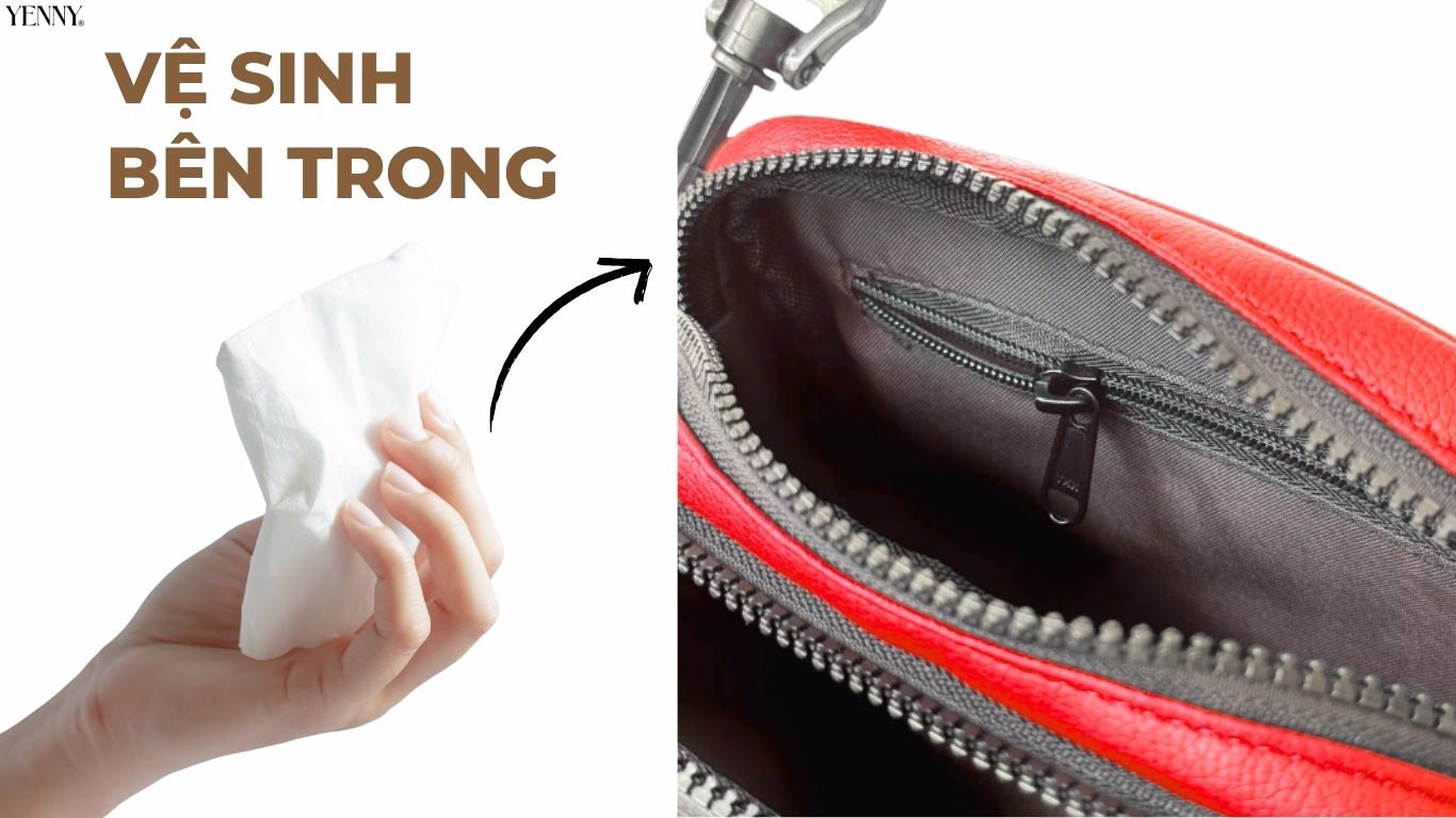 Vệ sinh bên trong túi da