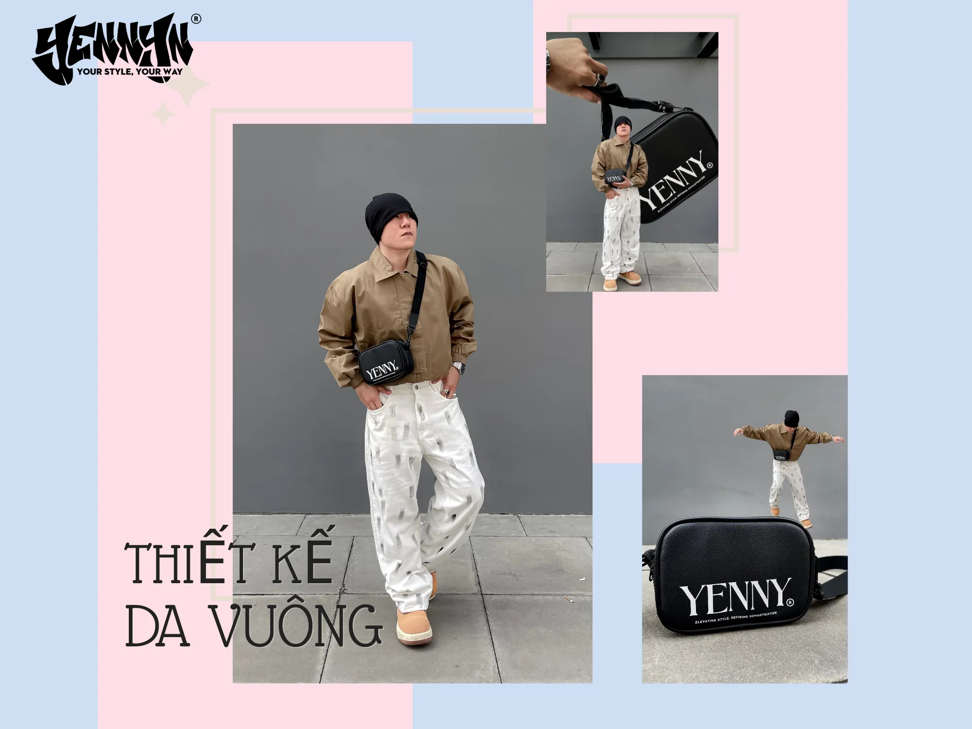 Túi đeo chéo nữ nhỏ gọn với thiết kế da vuông sang trọng