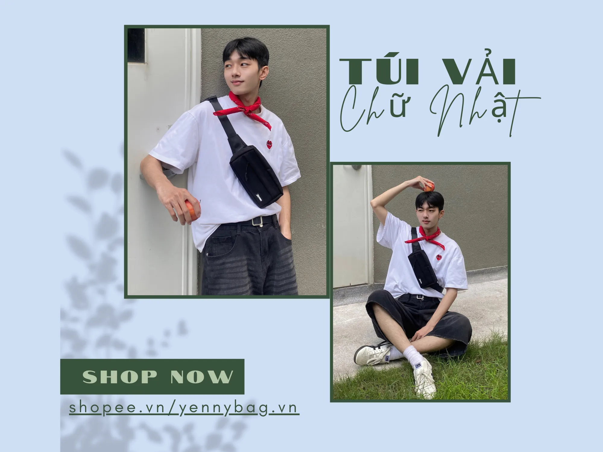 Túi đeo chéo nữ nhỏ gọn kiểu vải hình chữ nhật tiện dụng hằng ngày