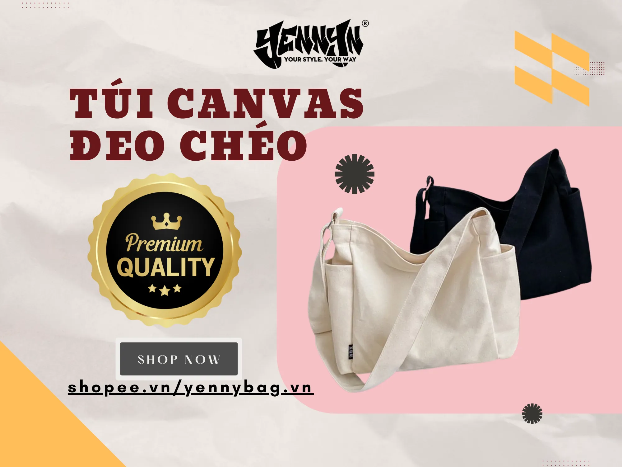 Túi tote vải canvas đeo chéo - Phụ kiện thời trang không thể thiếu cho Gen Z
