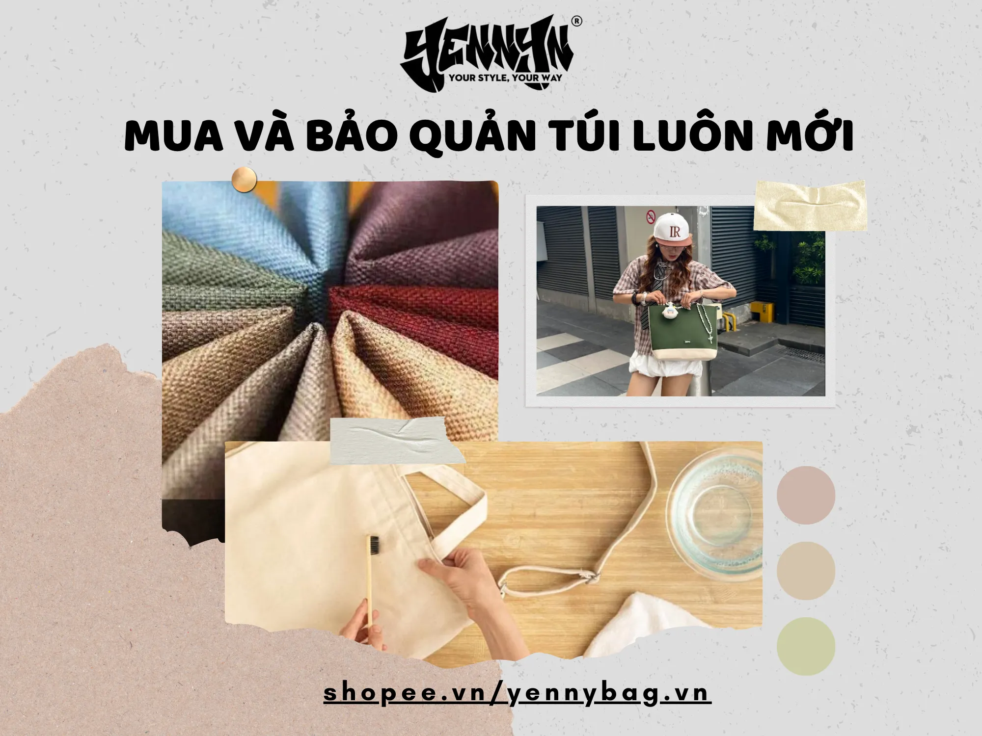 Kinh nghiệm chọn mua và bảo quản túi tote vải canvas đeo chéo luôn mới
