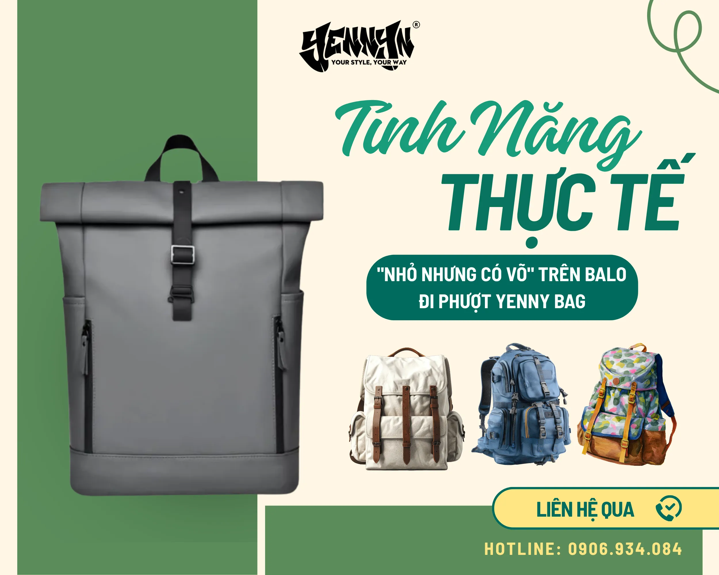 Những tính năng thực tế "nhỏ nhưng có võ" trên balo đi phượt Yenny Bag